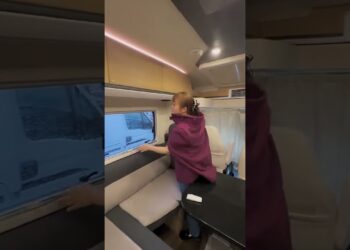 Comfortable in the caravan bed on a rainy day……
