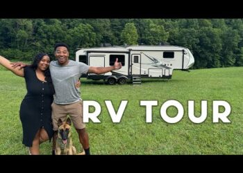 Family moves from 5bd home to living in an RV on a 30-acre property | FULL RV TOUR!