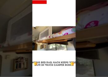Ingenious Bed Rail Hack Keeps Toddlers Safe in Truck Camper Bunks this thing is amazing #camping