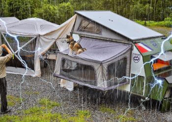 ⚡Luxury RV with 2 Bedrooms & Living Room, Air Conditioning… Heavy Rain Camping