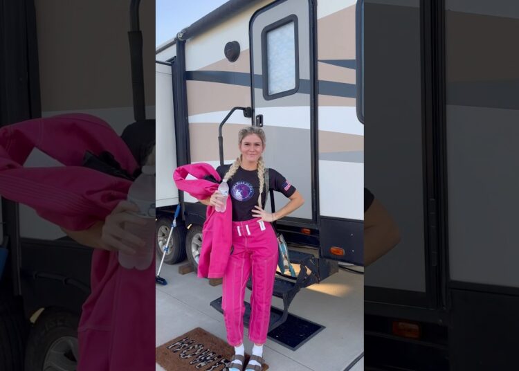 Felt like a pink ninja Lol ￼￼#campergirl #rvlife #lifestyle #camper #family #rvpark